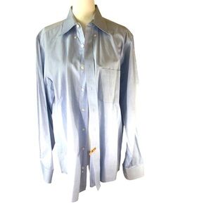 Izod Button Down Light Blue Cotton Dress Shirt Men 15 1/2  34-35 Career